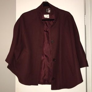 H&M Divided Maroon Cape Coat